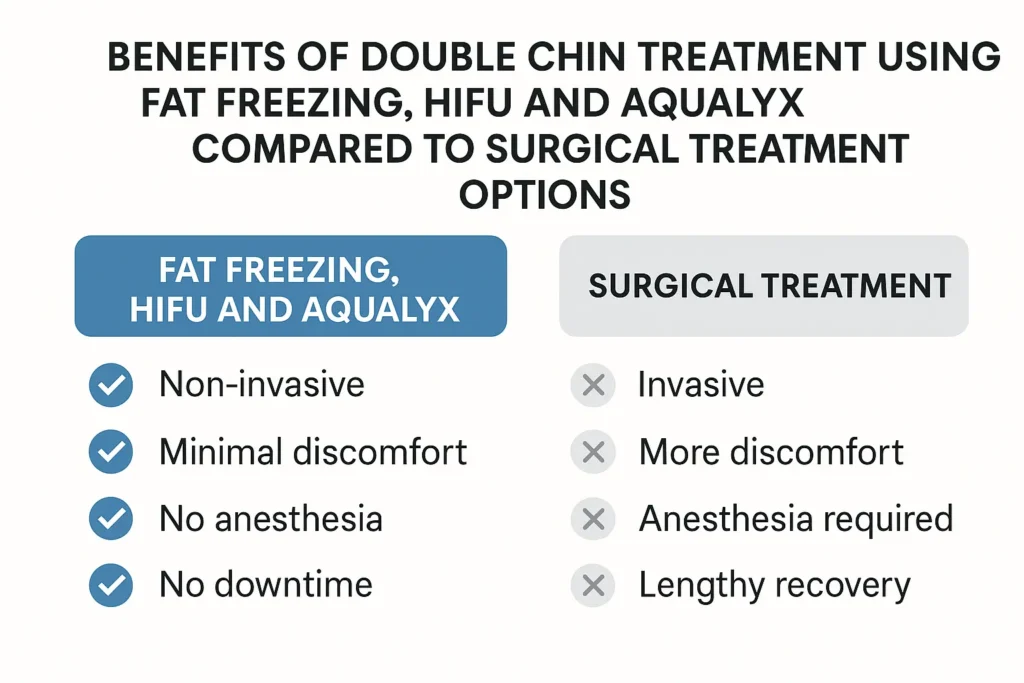 Graphic about the benefits of double chin treatment Stratford - from LA LIPO