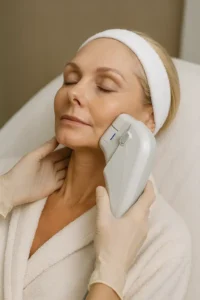 Woman receiving HIFU non surgical facelift treatment Stratford